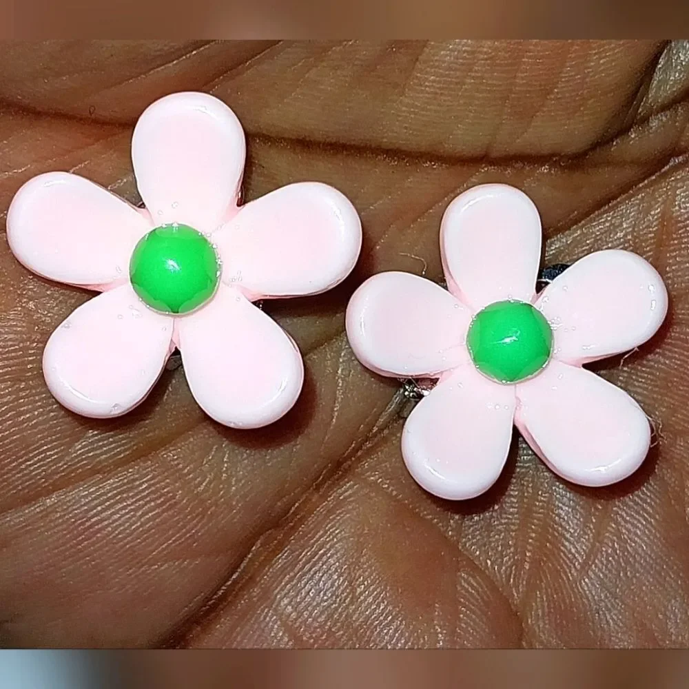 Beautiful girls pink floral clip-on earrings for kids